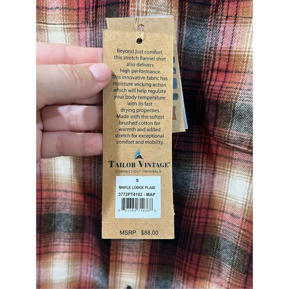 Tailor Vintage NWT Maple Lodge Plaid Long Sleeve Men’s Button Down Shirt sz S - Picture 3 of 8